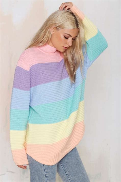 oversized pastel rainbow sweater.